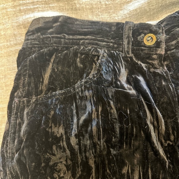 7 For All Mankind Todd Oldham Black Crushed Velvet Jeans, EUC - Picture 10 of 12